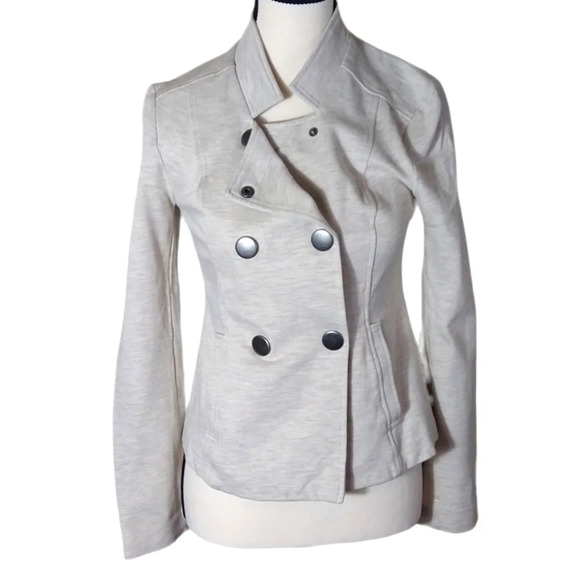 Cabi oatmeal color motor style snap button sweatshirt jacket shacket shirt top - Picture 1 of 7